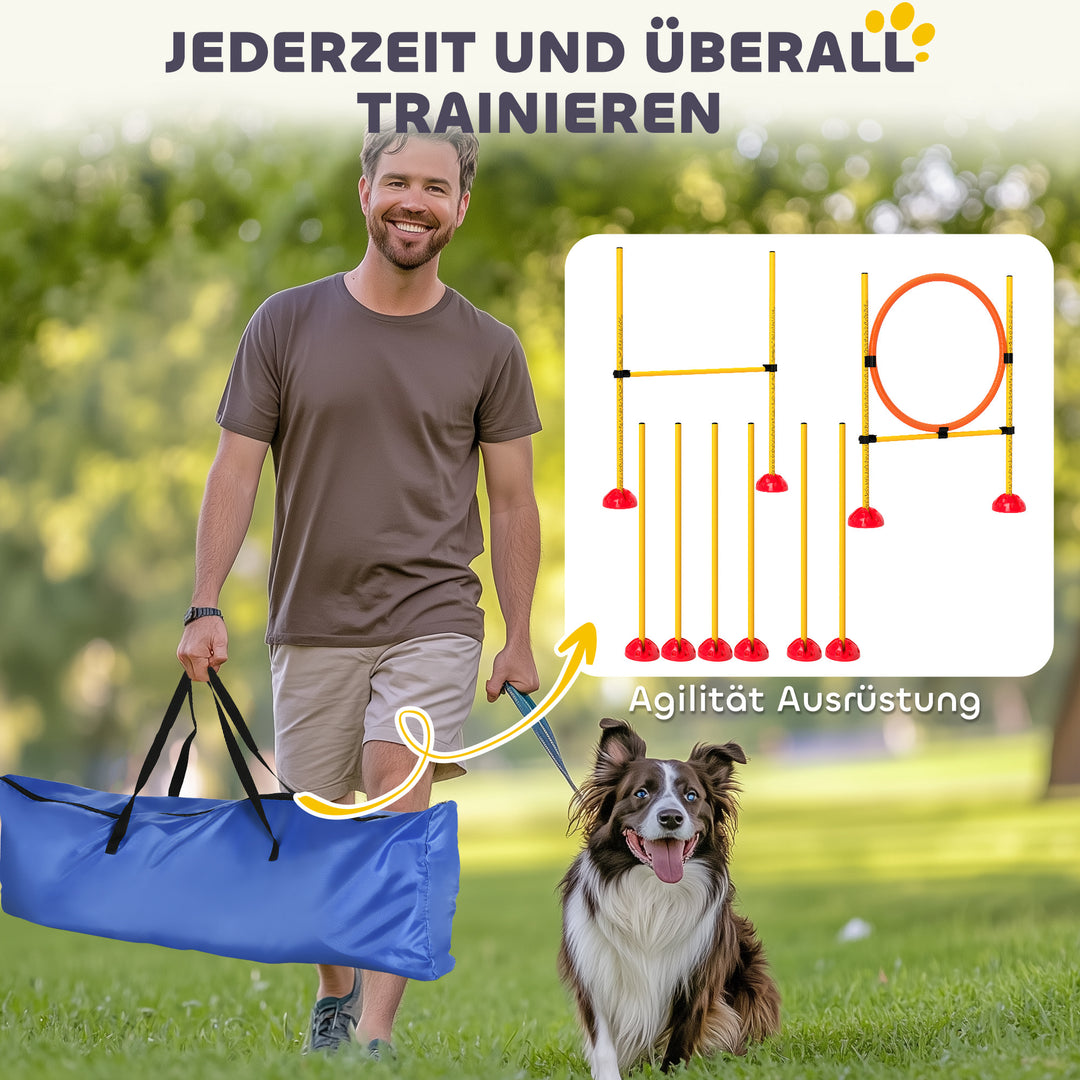 Agility set hunde 3-delt fyldeligt agilityudstyr til hundetræning plug-in hækkesæt med slalomstave