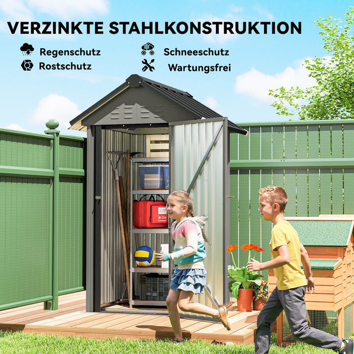 Metalhaveskur, 1,17 m², redskabsskur med skråtag, ventilation, lås, handsker, 122 x 121 x 192 cm