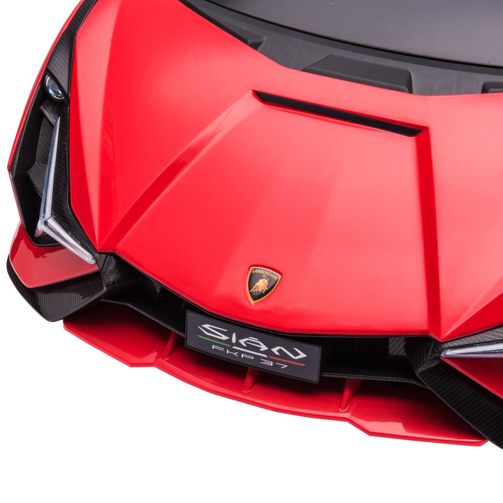 Børnebil 12V 2 køretilstande Lamborghini SIAN SUV legetøjsbil elbil med fjernbetjening musik (MP3/USB) lys 37-60 måneder metalrød 108 x 62 x 40 cm