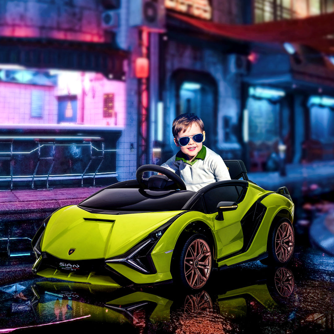 Elbil til børn, lamborghini, 3-5 km/t, fjernbetjening, til 3-5 år, grøn