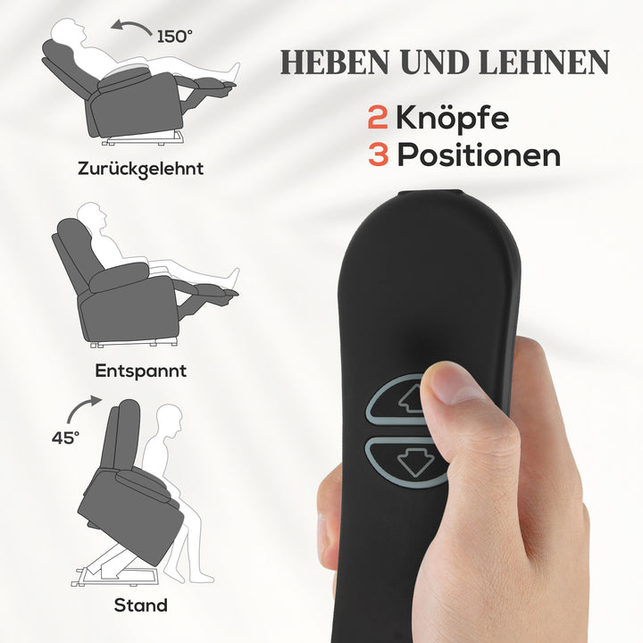 Tv-lænestol med massage- og varmefunktion, elektrisk lænestol, fjernbetjening, sidelommer, grå