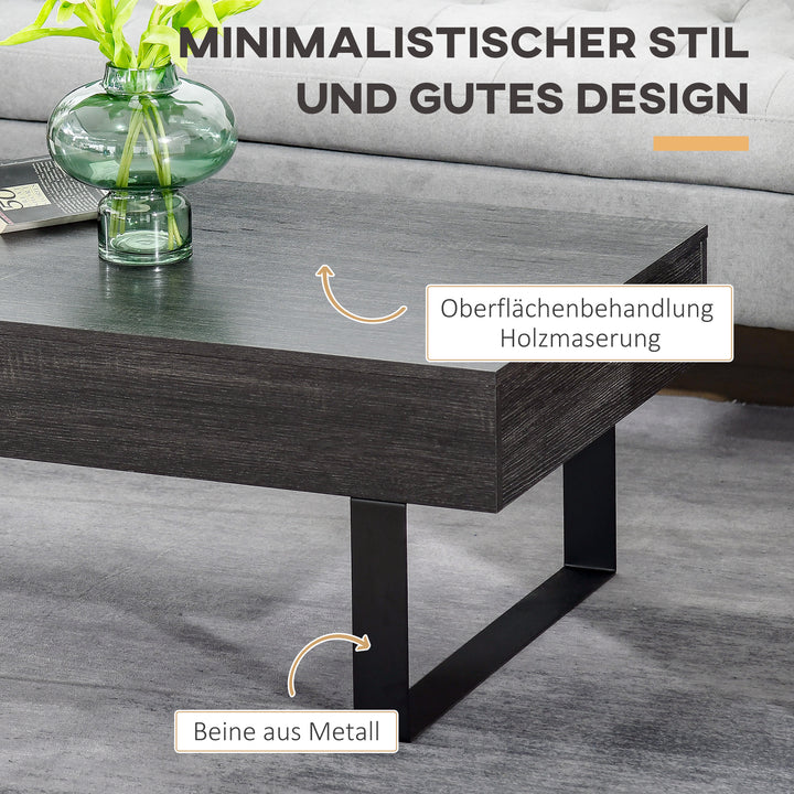 Sofabord stuebord med skuffe moderne sofabord med metalramme sidebord sofabord til stue 110 x 60 x 40 cm, mørkegrå