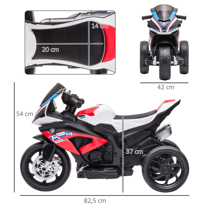 Børnemotorcykel, elmotorcykel, forlygte, 3 musiktilstande, til børn 1,5-5 år, rød, 82,5 x 42 x 54 cm