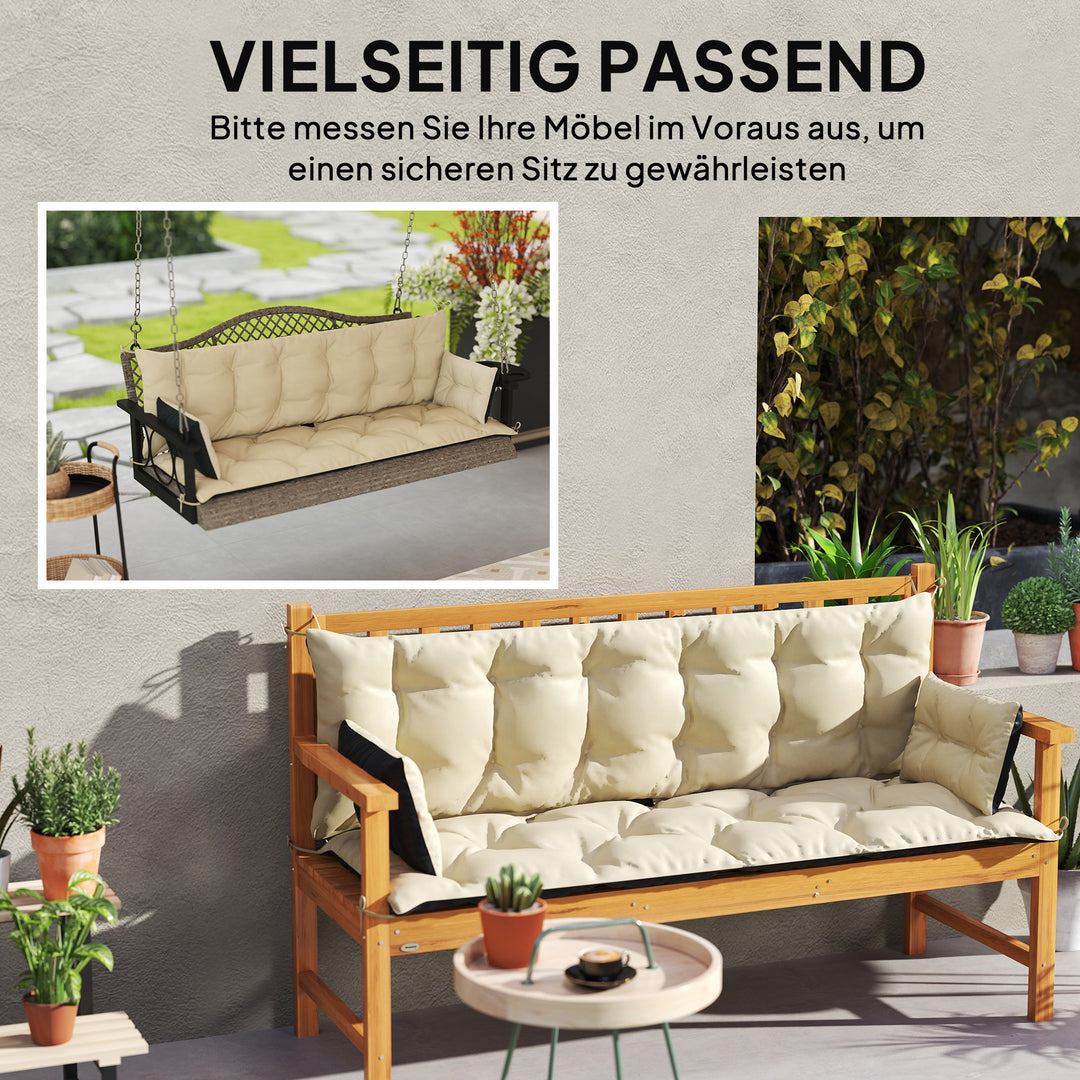 Udendørs hyndesæt til bænk eller verandagynge, tofarvet, polyester, skum, 180 x 110 x 8 cm, beige+sort