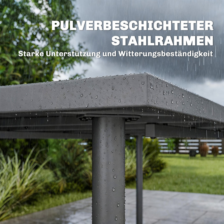 Havebord 165 x 80 cm til 6 personer, spisebord med lamelplade, stålstel, rektangulært