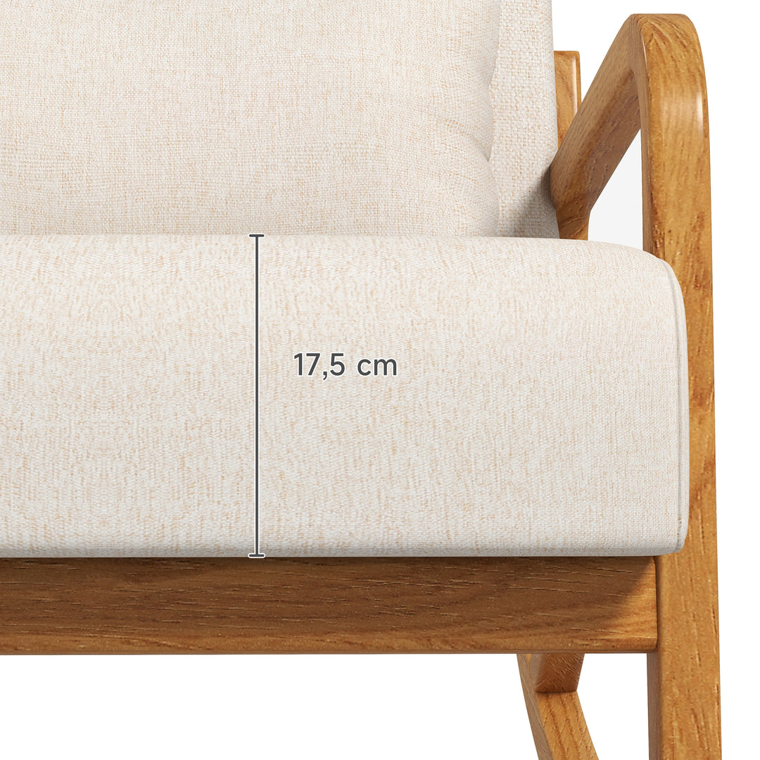 Retro gyngestol, gummitræ, 64,5 cm x 92 cm x 81,5 cm, beige + brun