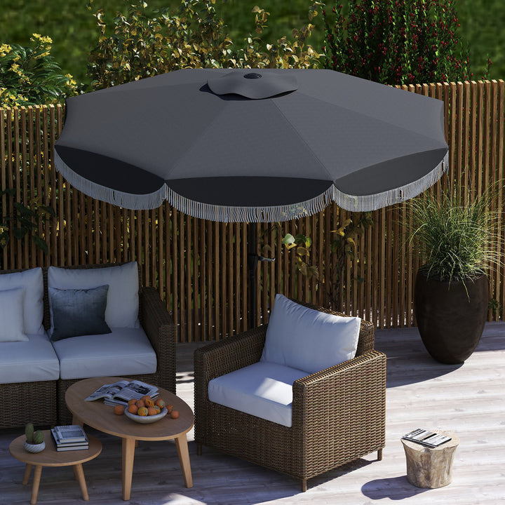 Parasol ø269 cm, uv-beskyttelsesparasol ottekantet balkonparasol solbeskyttelse til haven, mørkegrå
