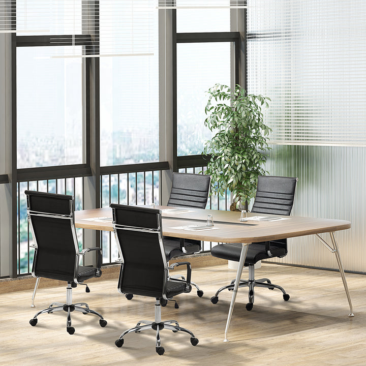 Kontorstol ergonomisk skrivebordsstol med vippefunktion chefstol højdejusterbar drejestol polstret kunstlæderskum sort 54 x 62 x 104-114 cm