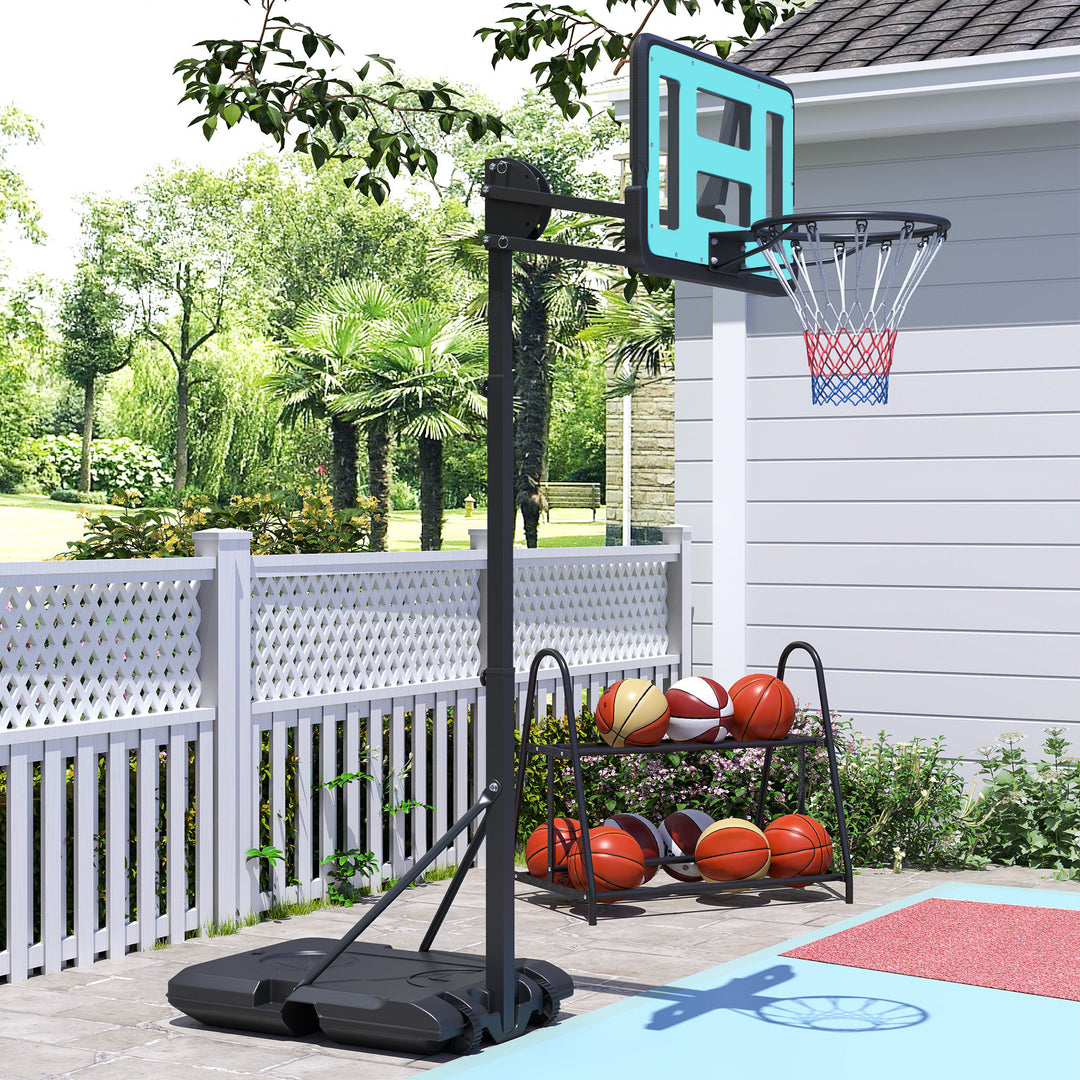 Basketballkurv, 146-236 cm højdejusterbar, basketballstativ, rullebar, stål, plastik, sort