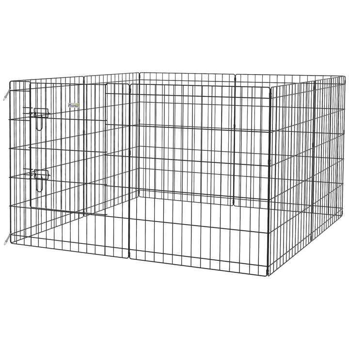 Kæledyrs legegård, legegård til hvalpe og små hunde, med dør, indendørs og udendørs brug, 76 cm, sort