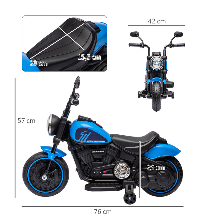Elektrisk børnemotorcykel, elektrisk børnebil, med forlygte, 3 km/t, blå + sort