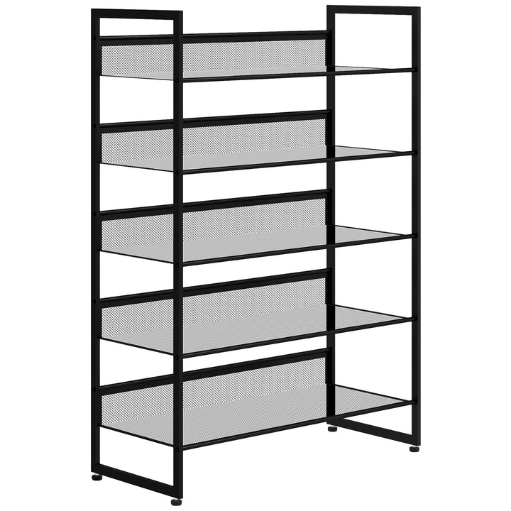 Lille skohylde, høj, smal, 5 hylder, 72 cm x 30 cm x 102 cm, sort