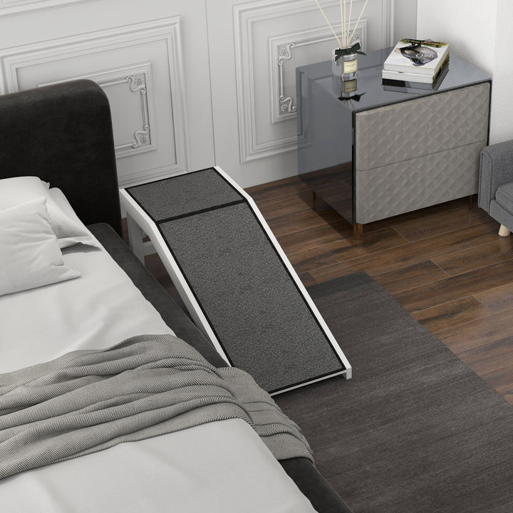 Dyrerampe med skridsikkert tæppe 125 x 40 x 35,5 cm fyrretræ