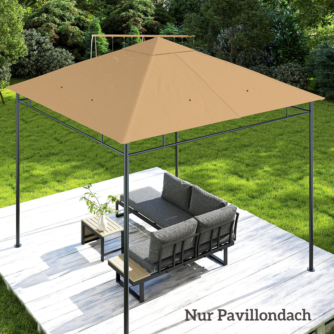 Udskiftningstag til havepavillon, polyester, 2,98 x 2,95 m, beige