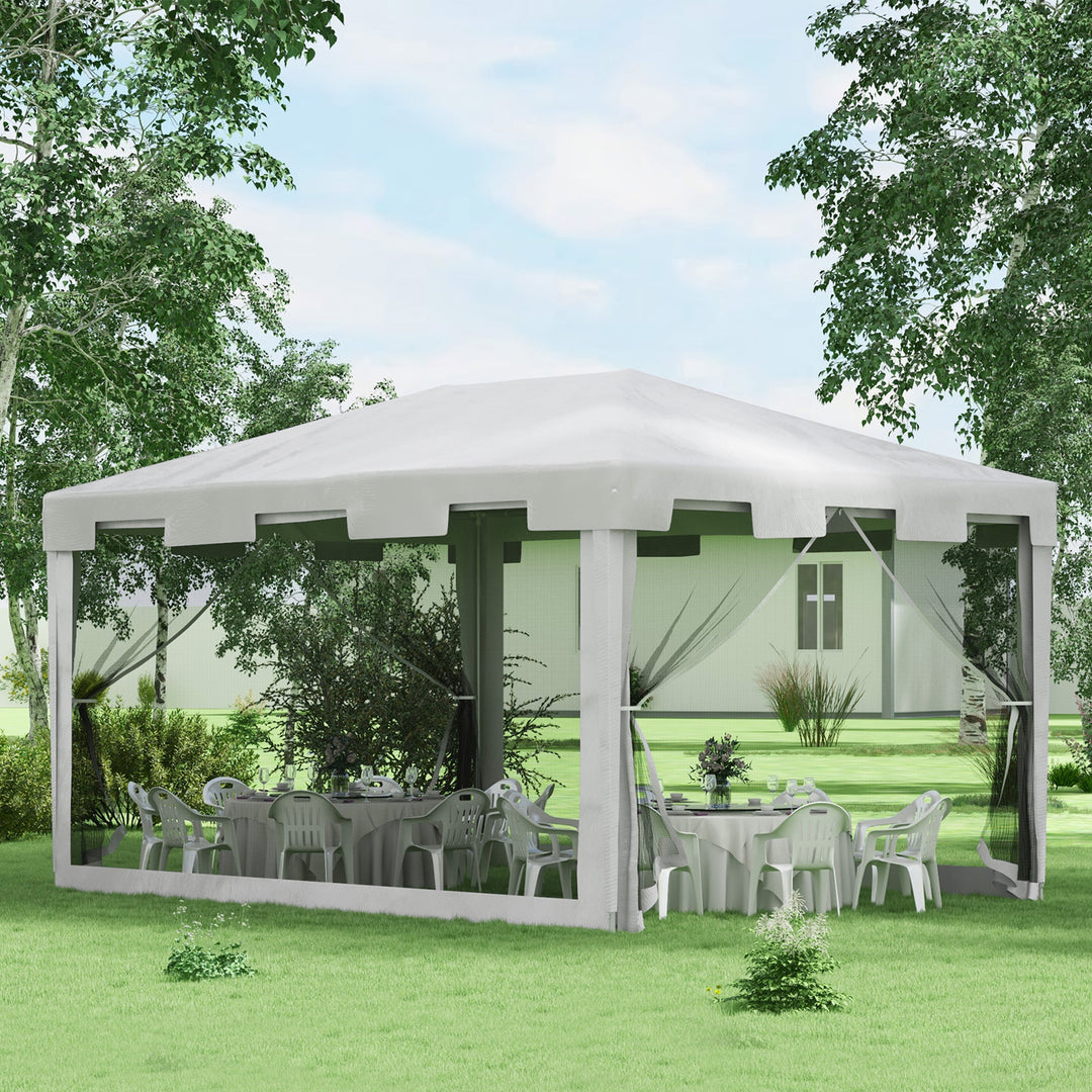 Pavilion havetelt 3 x 3 m, vejrbestandigt, foldbart, 395 cm x 295 cm x 255 cm, hvidt
