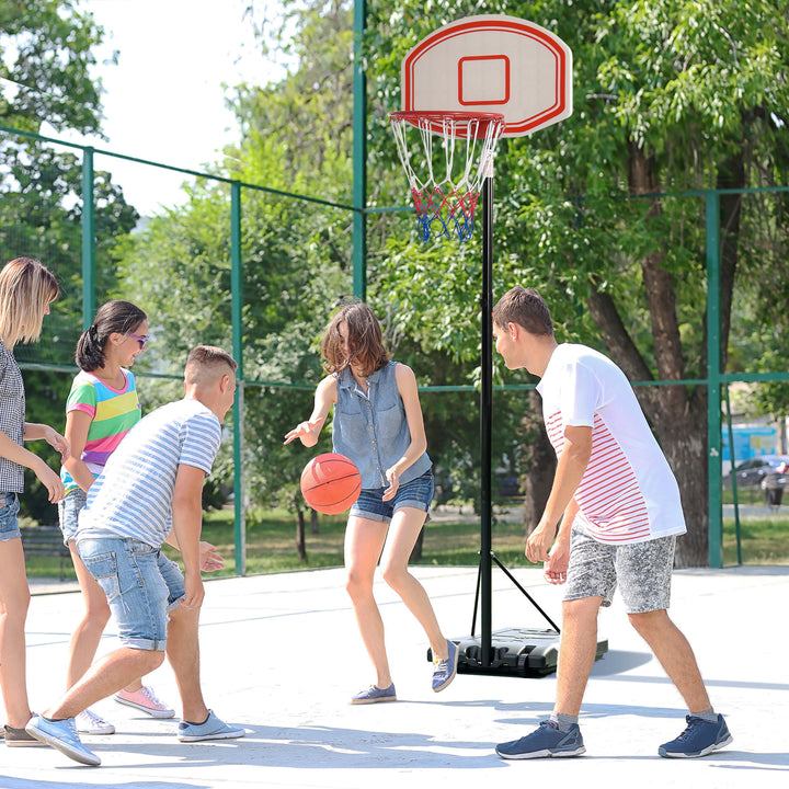 Basketballkurv, basketballstativ, højdejusterbar, vandpåfyldbar, sort