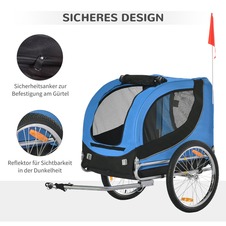 Cykeltrailer op til 20 kg, universalkobling, sikkerhedsanker, reflektor, stål, blå+sort