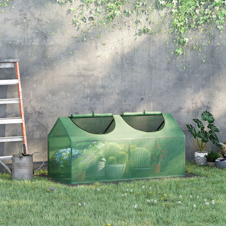 Foliedrivhus med vindue PE-drivhus tomathus kold ramme 120 x 60 x 60 cm grøn