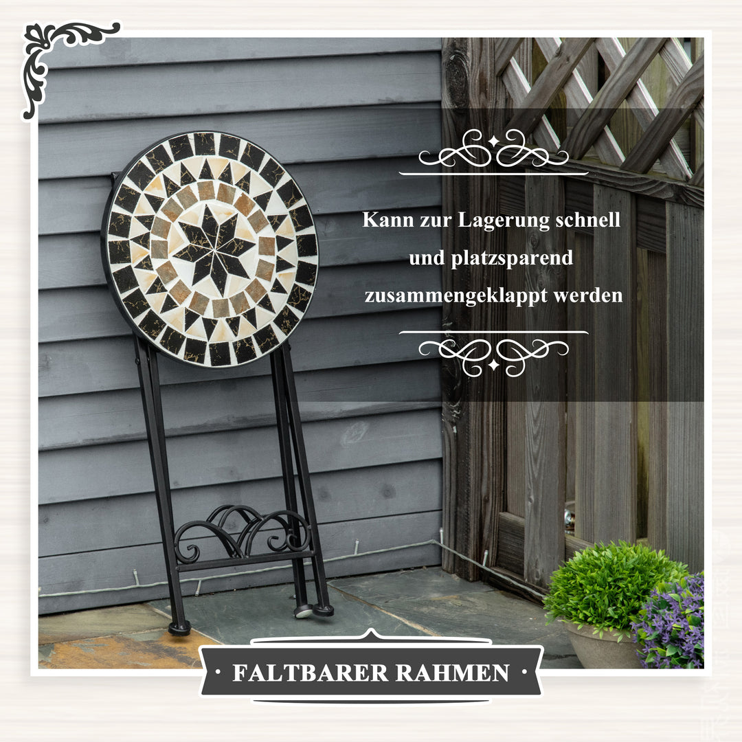 Plantestativ 36 x 67 cm blomsterstativ planteholder foldbar rund til balkon stenmosaik have indendørs udendørs flerfarvet