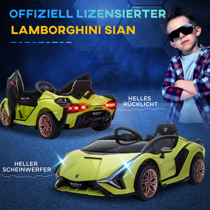 Elbil til børn, lamborghini, 3-5 km/t, fjernbetjening, til 3-5 år, grøn