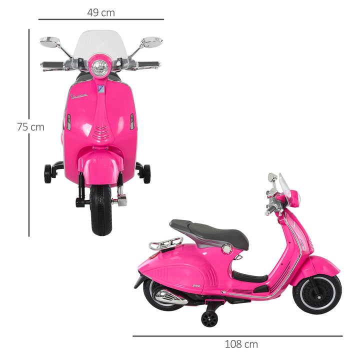 Elmotorcykel til børn med mp3-musik, forlygter, 3-6 år, kunstlæder, metal, 108 x 49 x 75 cm, lyserød