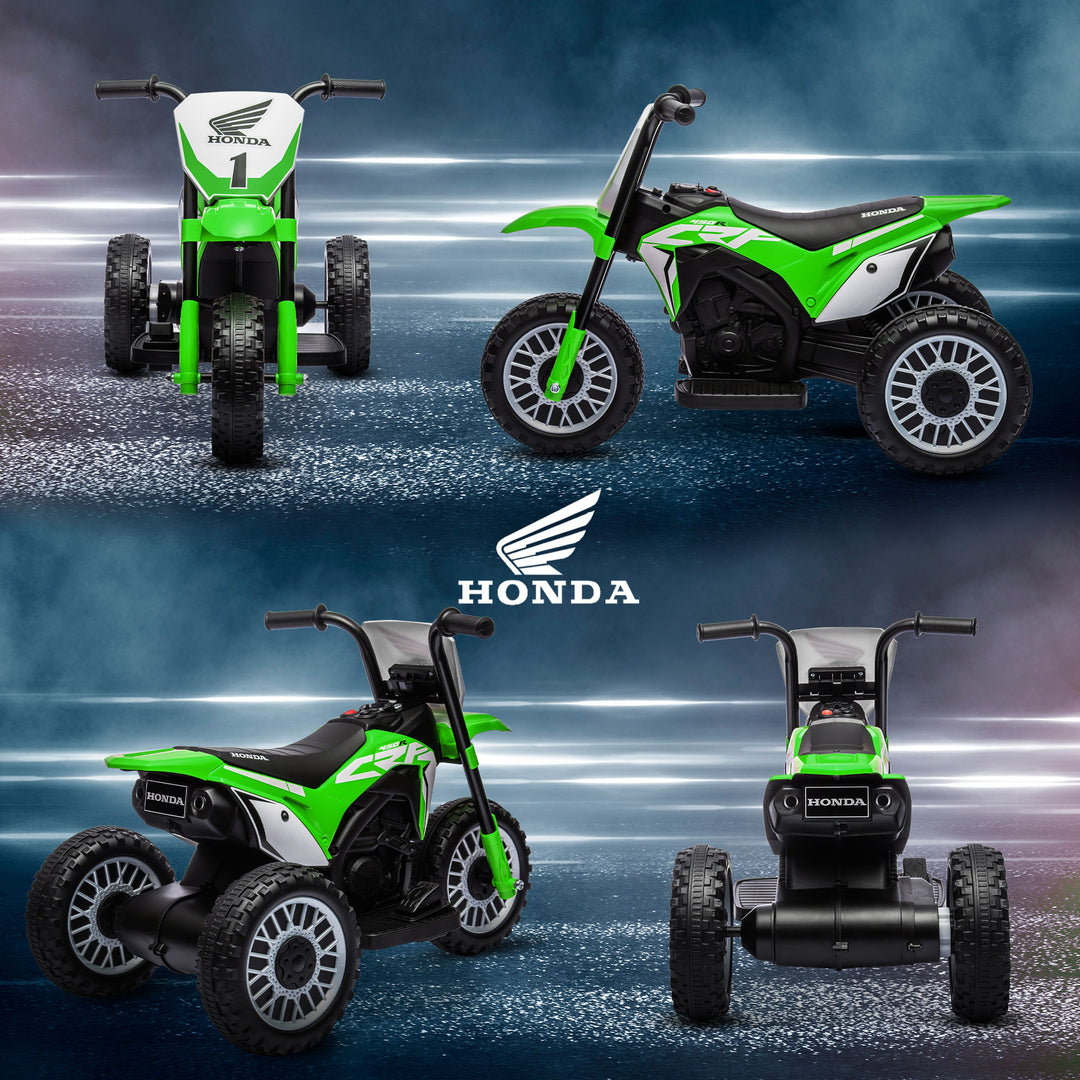 Honda elektrisk børnemotorcykel, 3 km/t, lydeffekter, til 18-36 måneder, grøn