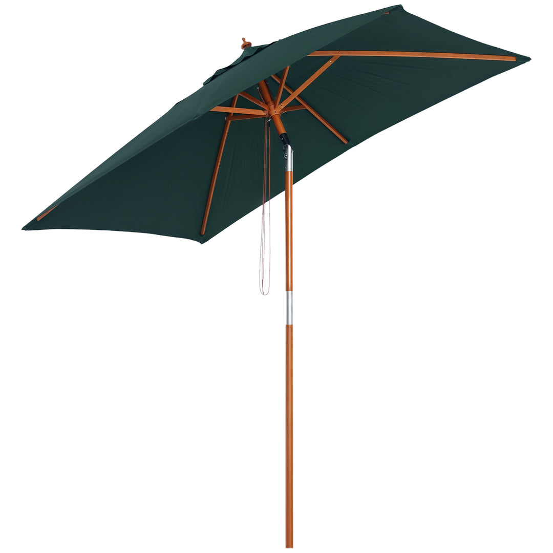 Parasol 200 x 150 x 235 cm, Sammenklappelig Haveparasol, 3-trins justerbar, Rektangulær Strandparasol, Vandafvisende og UV-resistent til Strand, Balkon, Terrasse, Have, Grøn