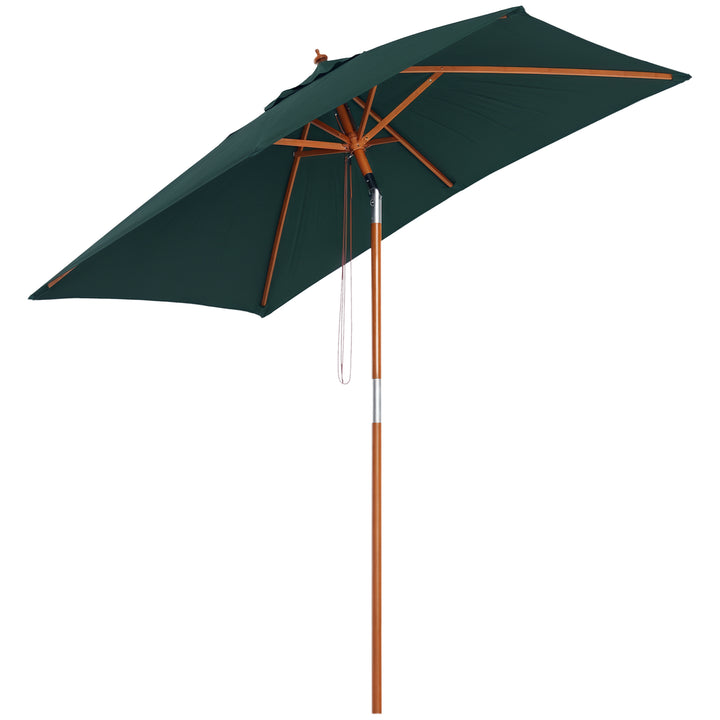 Parasol 200 x 150 x 235 cm, Sammenklappelig Haveparasol, 3-trins justerbar, Rektangulær Strandparasol, Vandafvisende og UV-resistent til Strand, Balkon, Terrasse, Have, Grøn