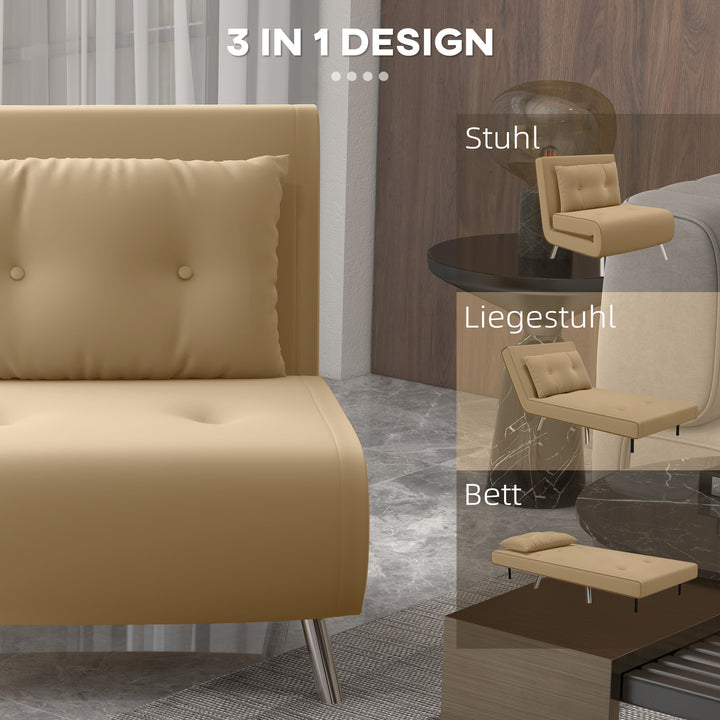 Lænestol med lænefunktion, knapsyninger, linnedlook, 77 cm x 88 cm x 83 cm, brun