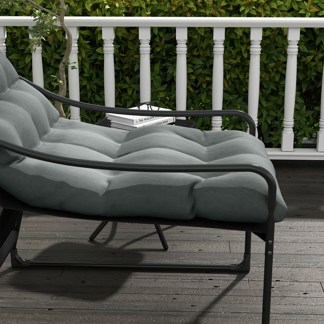 Udendørs lounge, tykke hynder, stel i rustfrit stål, 62B x 110D x 88H cm, grå/sort