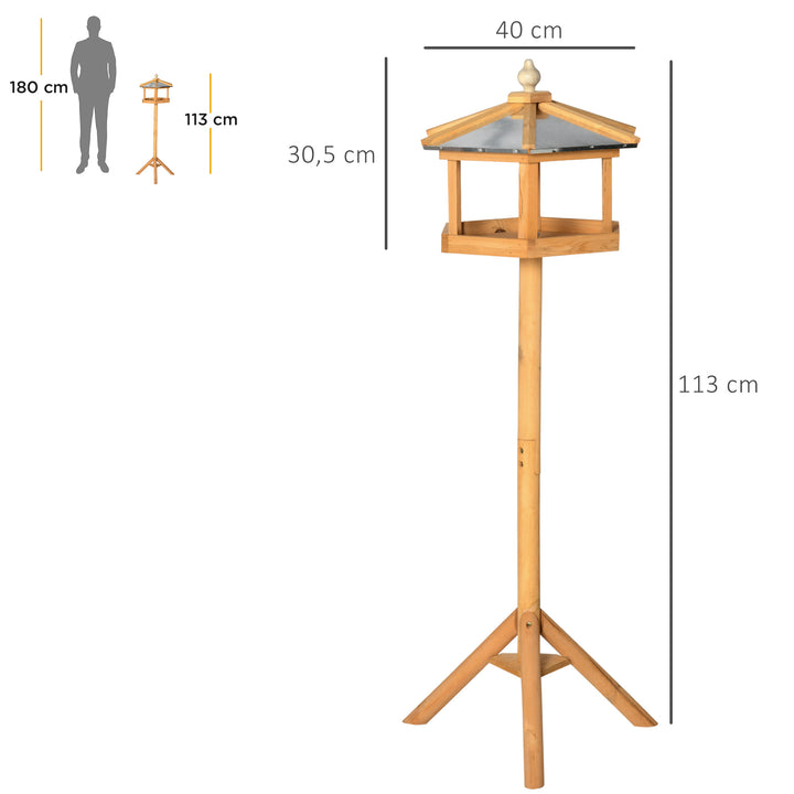 Fuglehus med stativ vejrbestandig fuglefoderautomat med vejrbestandigt zinktag træfoderautomat til vilde fugle 40 x 40 x 113 cm gul