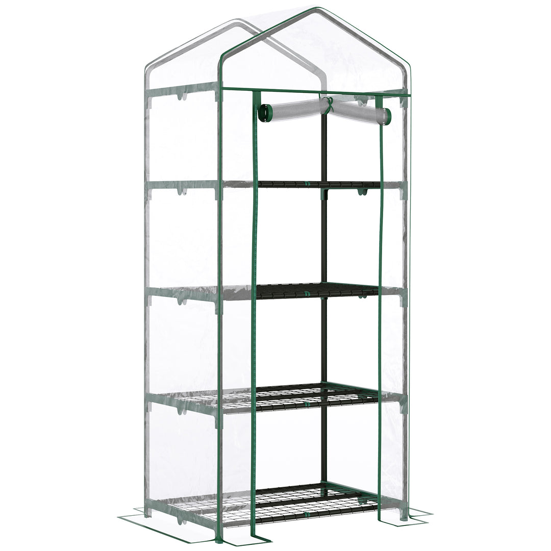 Foliedrivhus, drivhus, minidrivhus, plantehus, kold ramme, 4 hylder, 70 x 50 x 160 cm, transparent