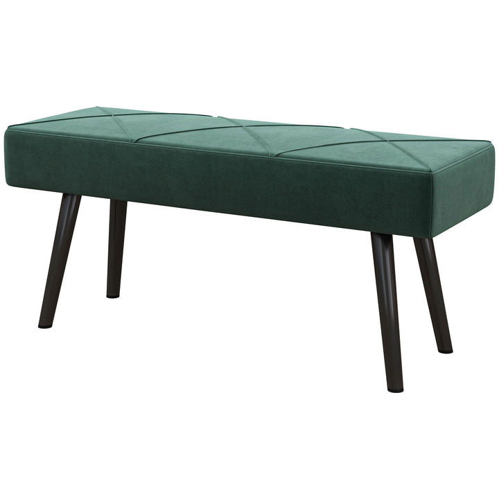 Bænk polstret bænk sengebænk, fløjlslook, 100 x 36 x 45 cm, grøn
