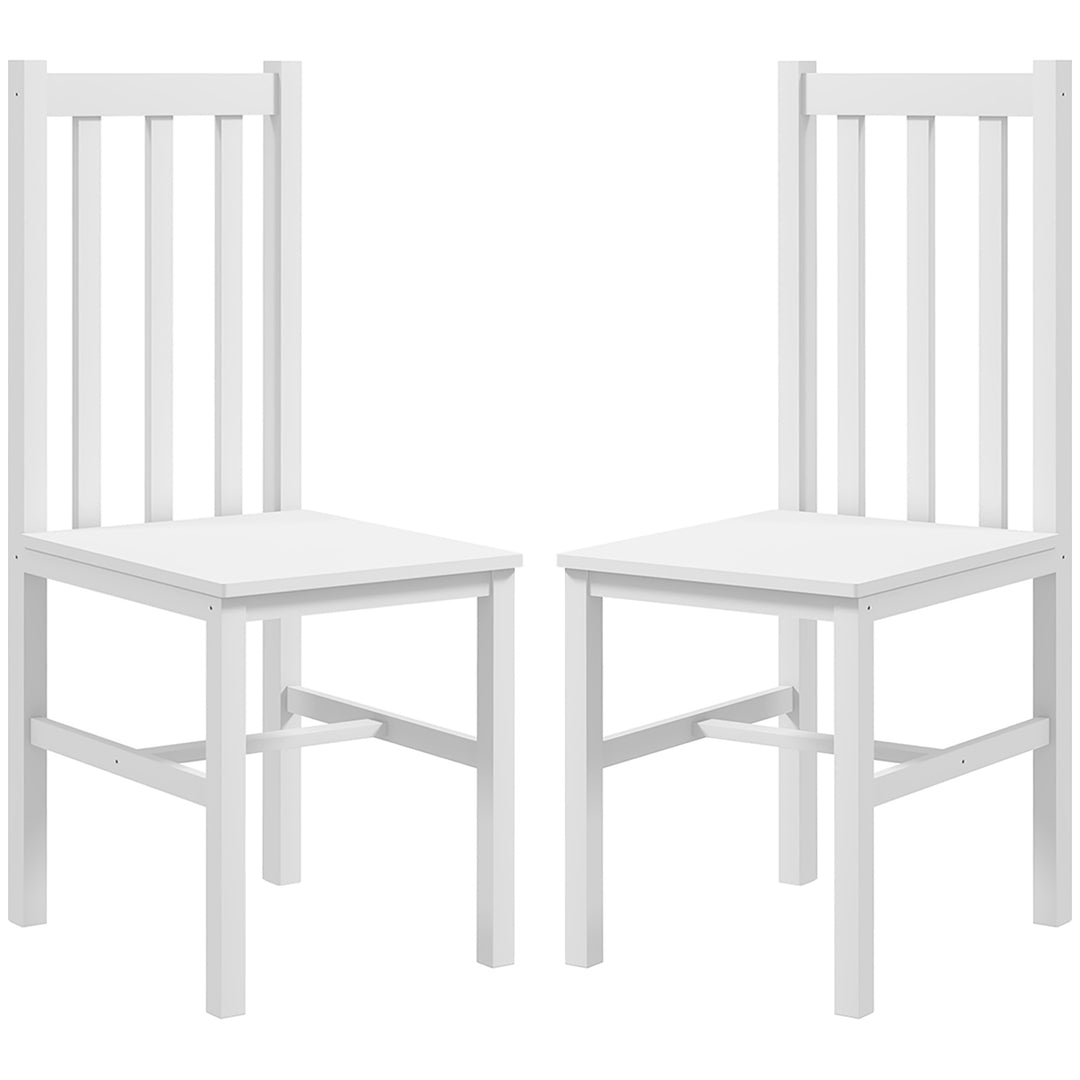 Sæt med 2 køkken-spisestole, massivt træ, moderne design, 38,5 cm x 47,5 cm x 99 cm, hvid