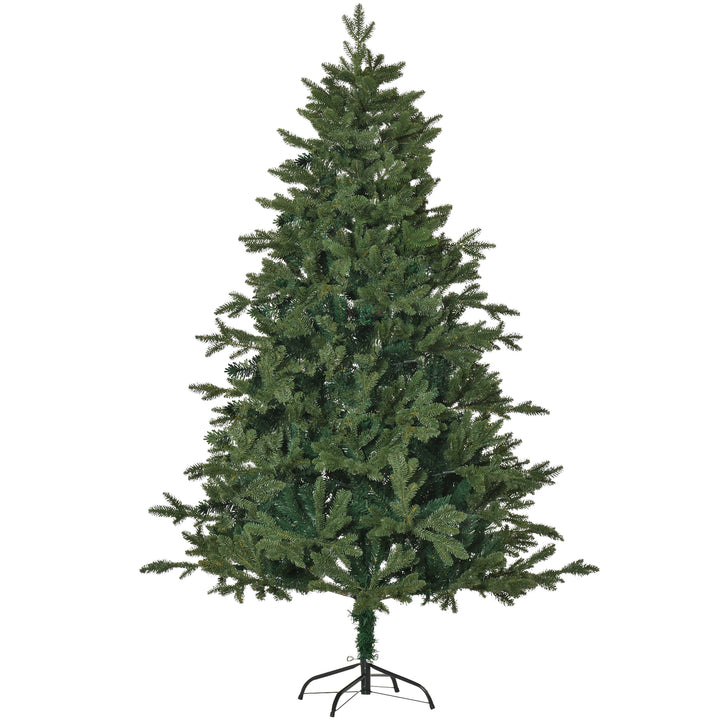 Kunstigt juletræ 180 cm, kunstigt grantræ med 748 spidser, 3 forskellige bladformer, flammehæmmende, med metalfod til indendørs brug