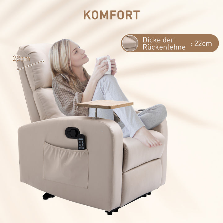 Massagestol med lænestol og klapbord, 77 cm x 93 cm x 105 cm, beige