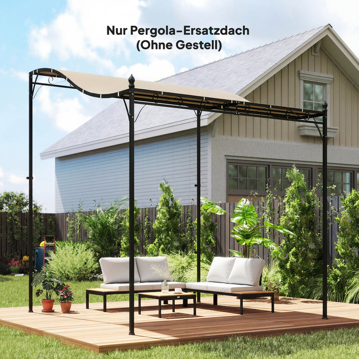 Udskiftningstag til pergola, solsejl til terrassetag, udskiftningstagpresenning til 3 x 3 m pavillon, 298 x 293 cm, cremehvid