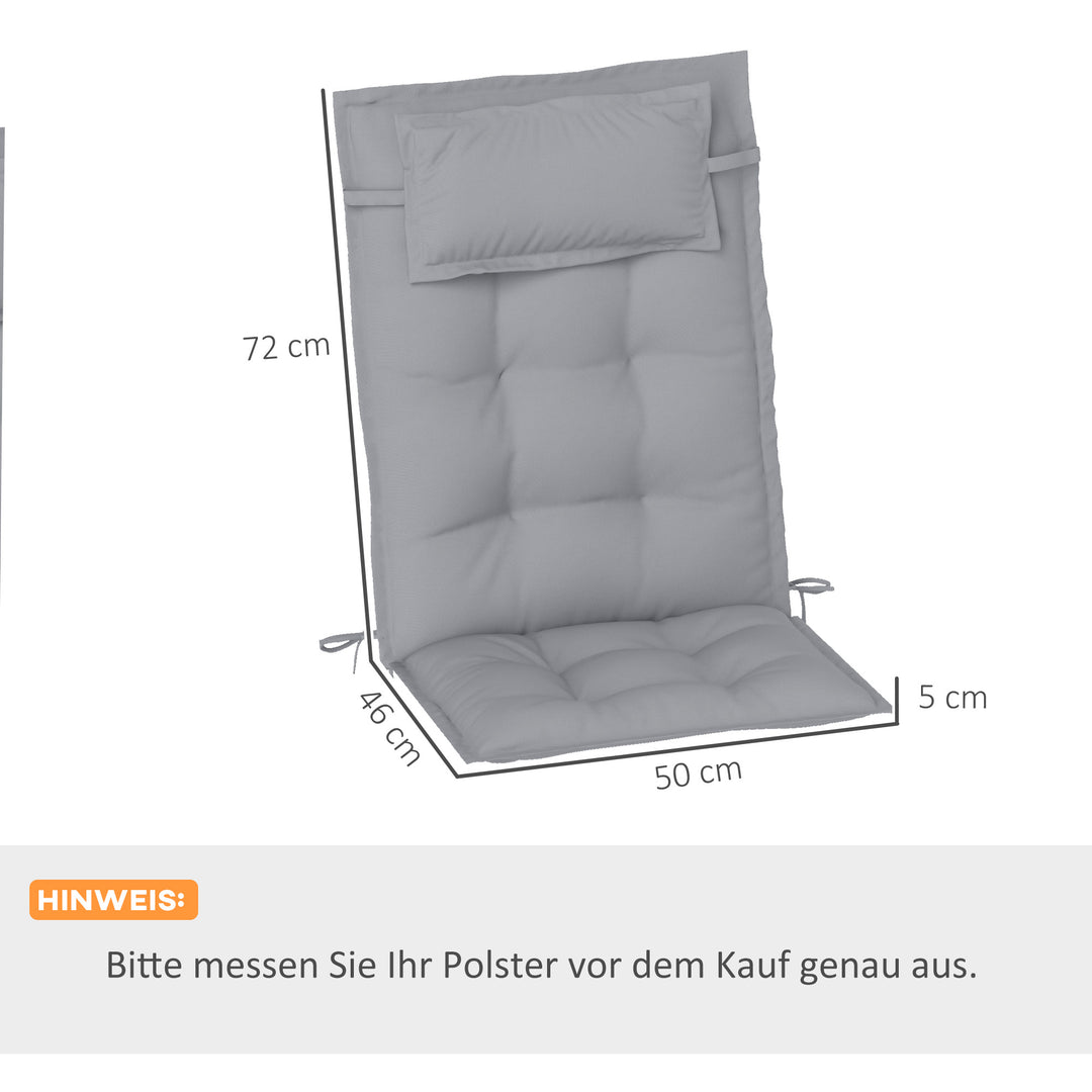 Sæt med 2 hynder til liggestol vandafvisende liggestol hynde til haveliggestol polstringshynde 50x116x5 cm, lysegrå