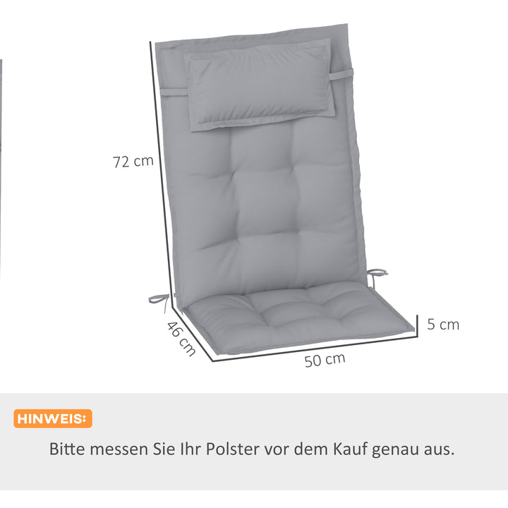 Sæt med 2 hynder til liggestol vandafvisende liggestol hynde til haveliggestol polstringshynde 50x116x5 cm, lysegrå