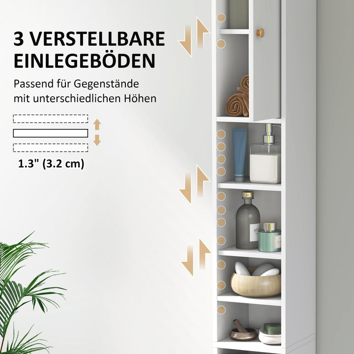 Badeværelsesskab, højt og slankt, åbne og lukkede rum, hvid