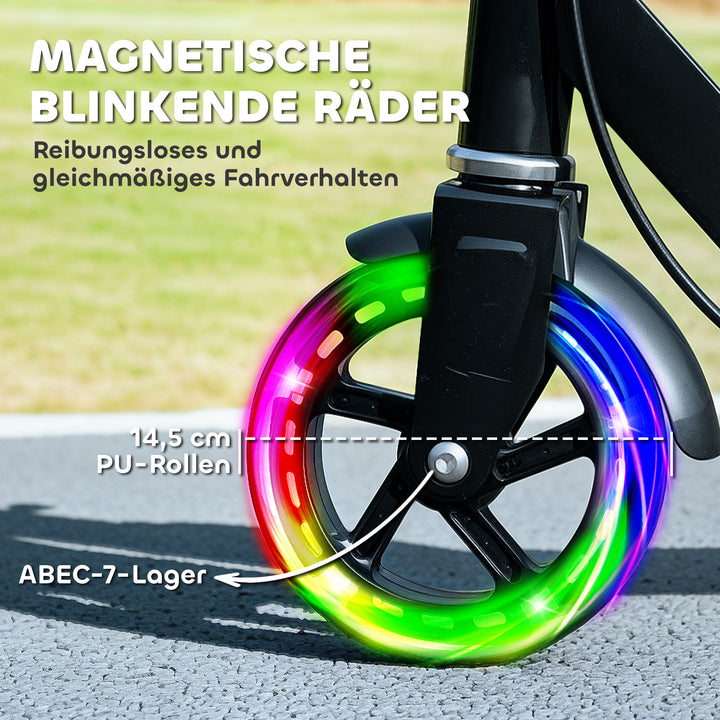 Børnescooter, dobbeltbremser, metalstel, fodstøtte, foldbar, 3-8 år, sort