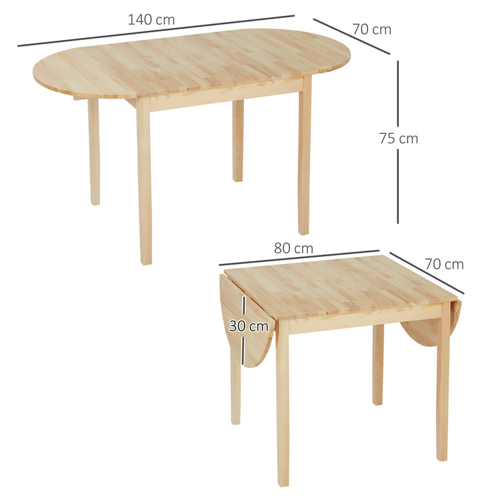 Træspisebord foldbart køkkenbord til 6 personer med kløverbladsdesign 140 x 70 x 75 cm naturtræ