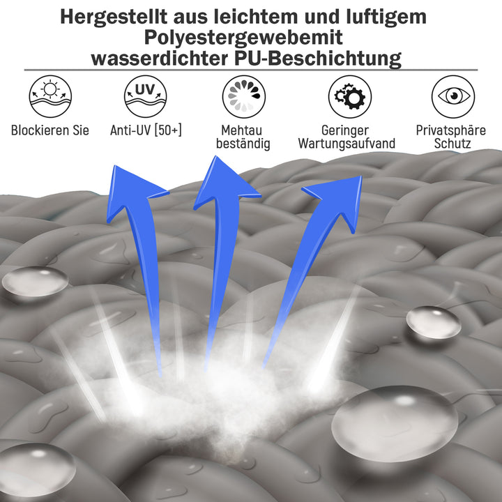 Vertikal markise balkonmarkise vertikal markise vindbeskyttelse sidegardin privatlivsskærm med håndsving polyesterstof + aluminiumsgrå 250 x 140 cm