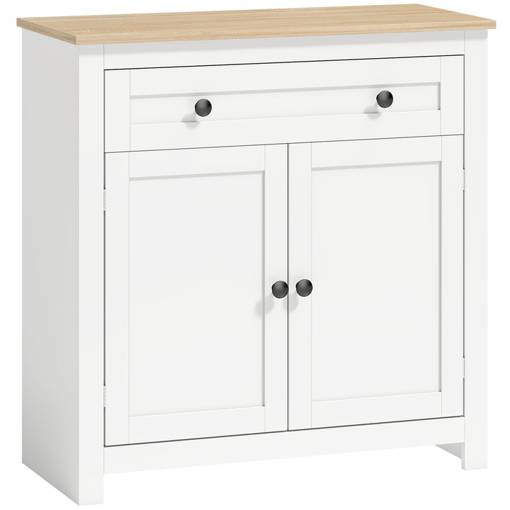 Køkkenskænk med skuffe, dobbeltdøre, justerbar hylde, til stue, 78,5 x 35 x 80 cm hvid