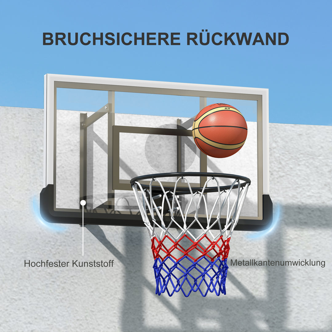 Vægmonteret basketballkurv, fjederbelastet kurv, brudsikker bagplade, sort