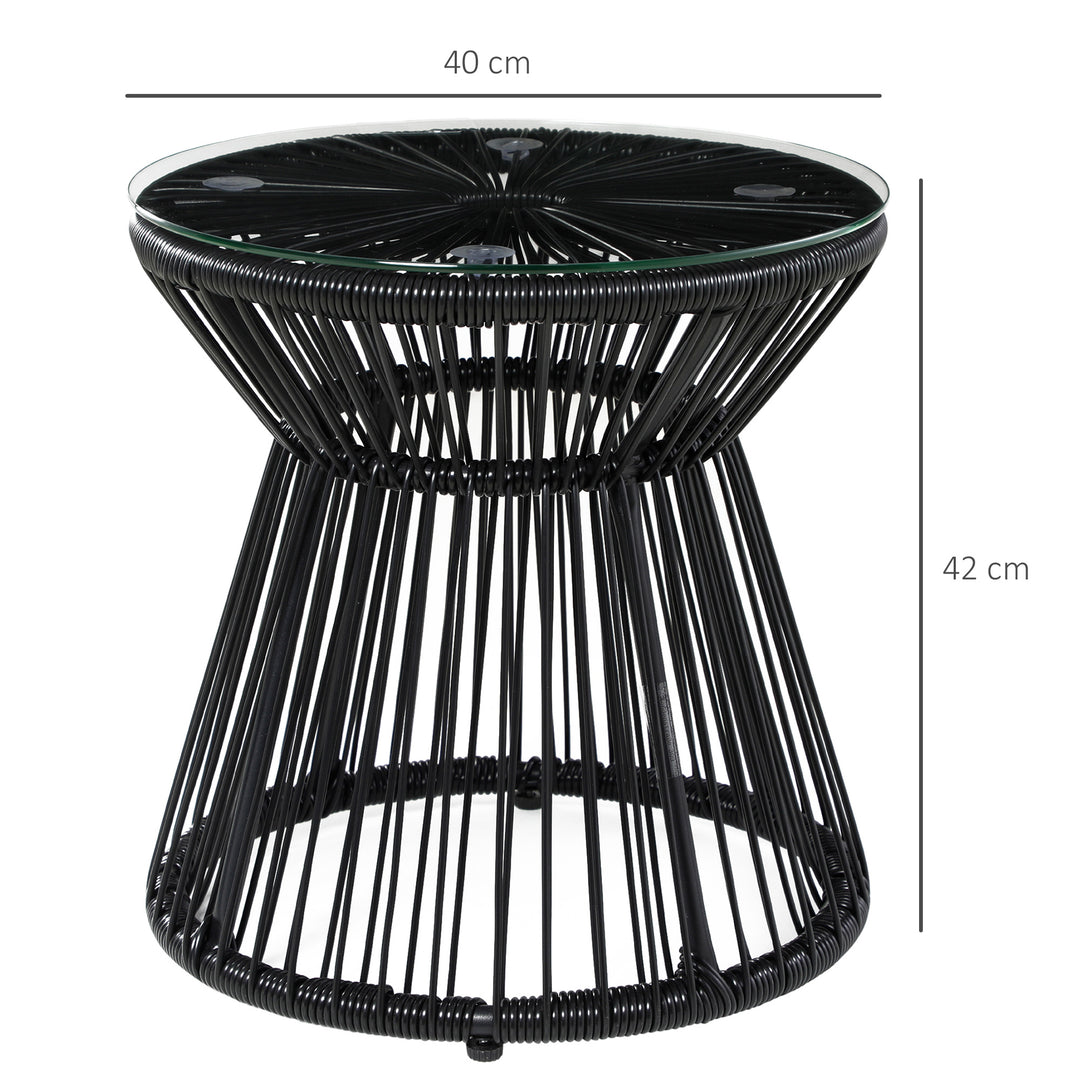 Havebord i bohemestil, vejrbestandigt, PE-rattan, 40 cm x 40 cm x 42 cm, sort