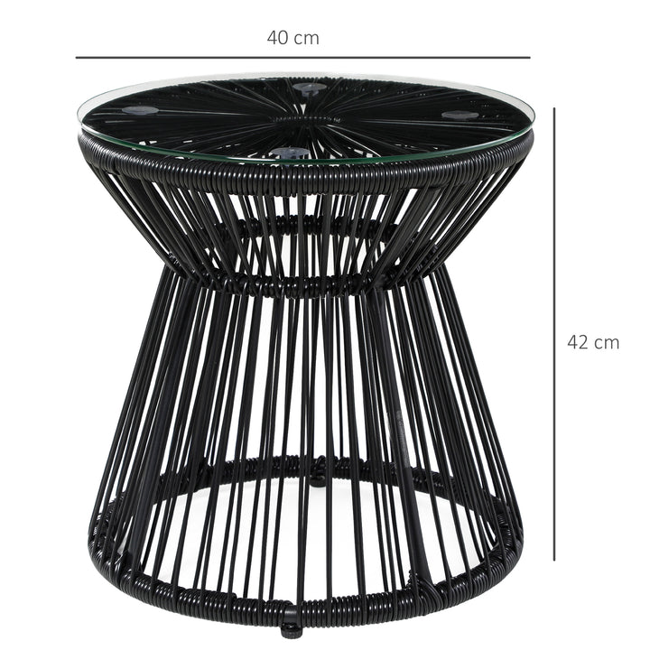 Havebord i bohemestil, vejrbestandigt, PE-rattan, 40 cm x 40 cm x 42 cm, sort