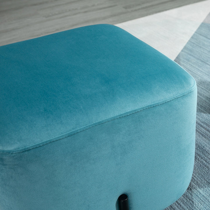 Fodskammel polstret polyester stålskum turkis 44,5 x 44,5 x 41,5 cm