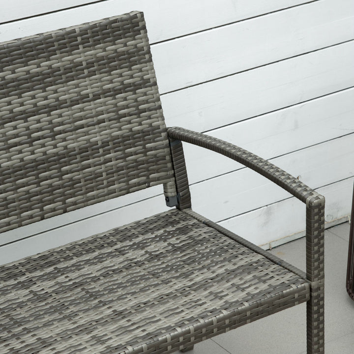 Rattan havebænk med stålramme til 2 personer, brun, 122 x 60 x 87 cm