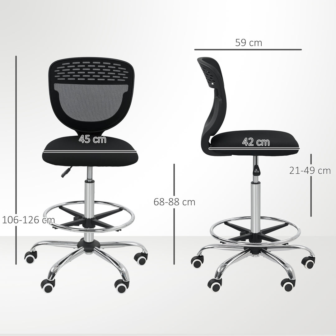 Kontorstol, arbejdsstol, skrivebordsstol, højdejusterbar, polstret, sort